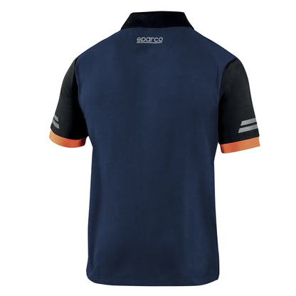 Polo da lavoro Sparco Tech Toledo in piqué cotone e poliestere Blu Marine / Arancio Fluo – vista 2
