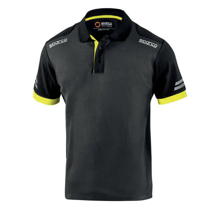 Polo da lavoro Sparco Tech Toledo in piqué cotone e poliestere Grigio Scuro / Giallo Fluo