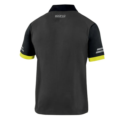 Polo da lavoro Sparco Tech Toledo in piqué cotone e poliestere Grigio Scuro / Giallo Fluo – vista 2