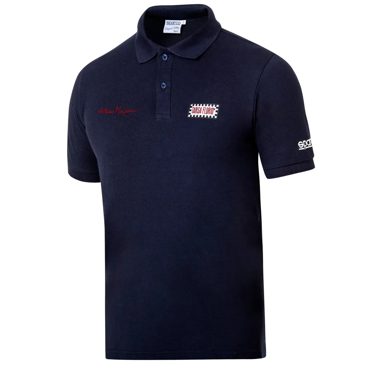 Polo Sparco Targa Florio Arturo Merzario #AM2 in cotone piqué blu marine