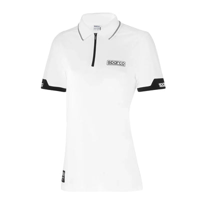 Polo Sparco Zip Lady MY2024 da donna in piquet Bianco