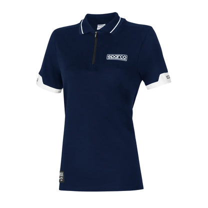 Polo Sparco Zip Lady MY2024 da donna in piquet Blu Marine