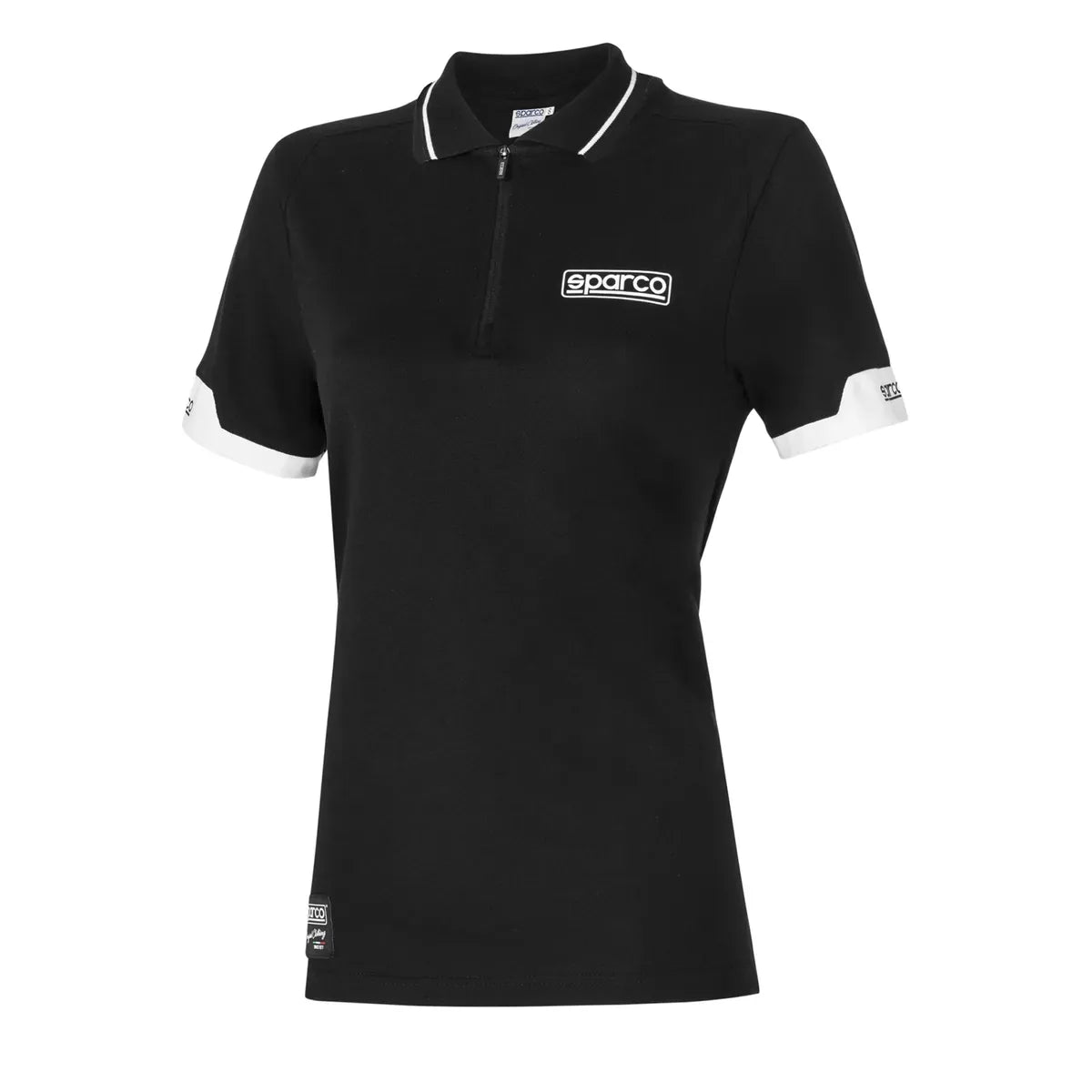 Polo Sparco Zip Lady MY2024 da donna in piquet Nero