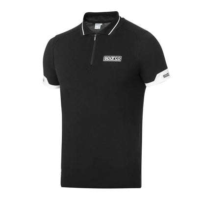 Polo Sparco Zip MY2024 in tessuto tecnico con loghi stampati Nero