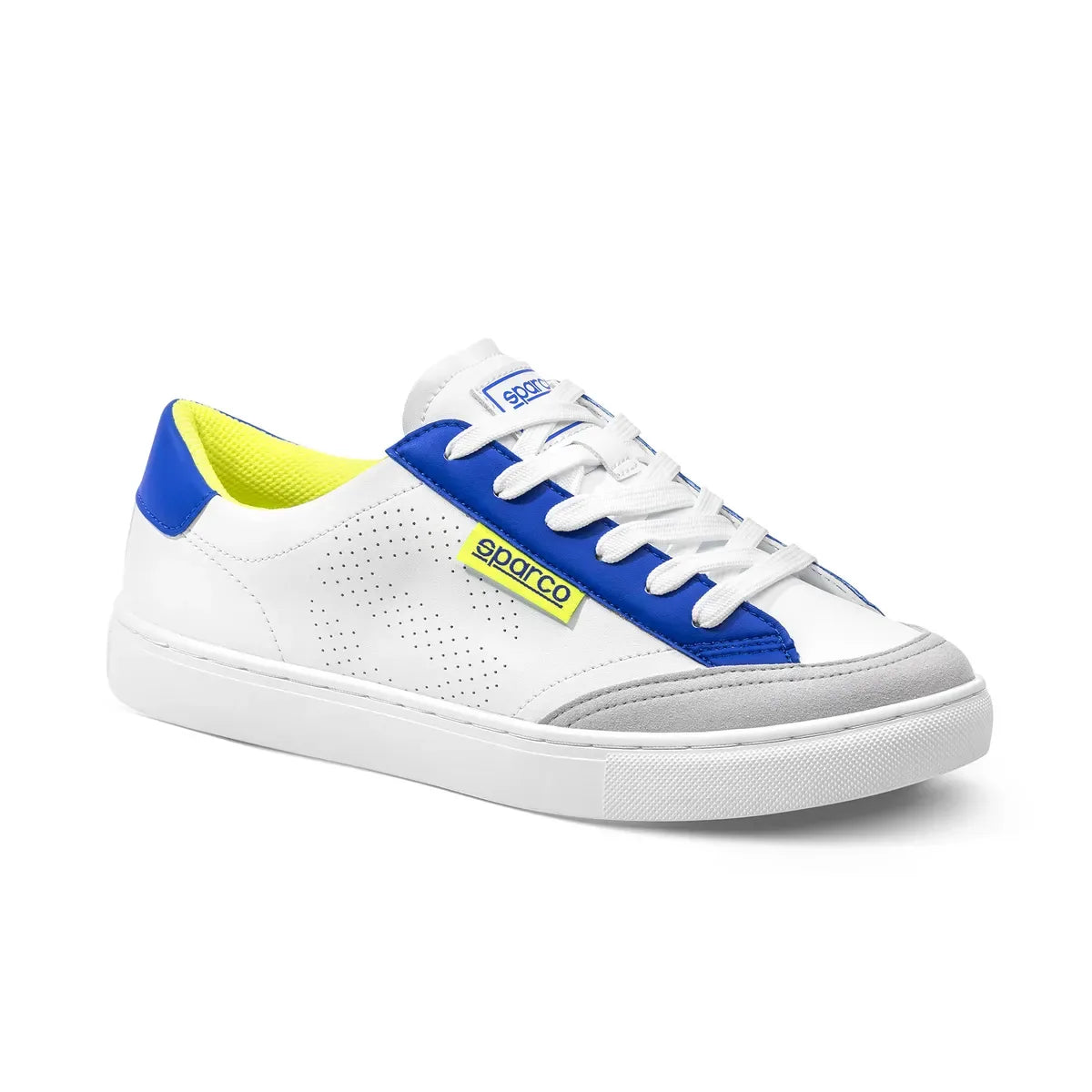 Scarpe Sparco S-Time sneakers da tempo libero con suola in gomma Bianco / Azzurro / Giallo Fluo