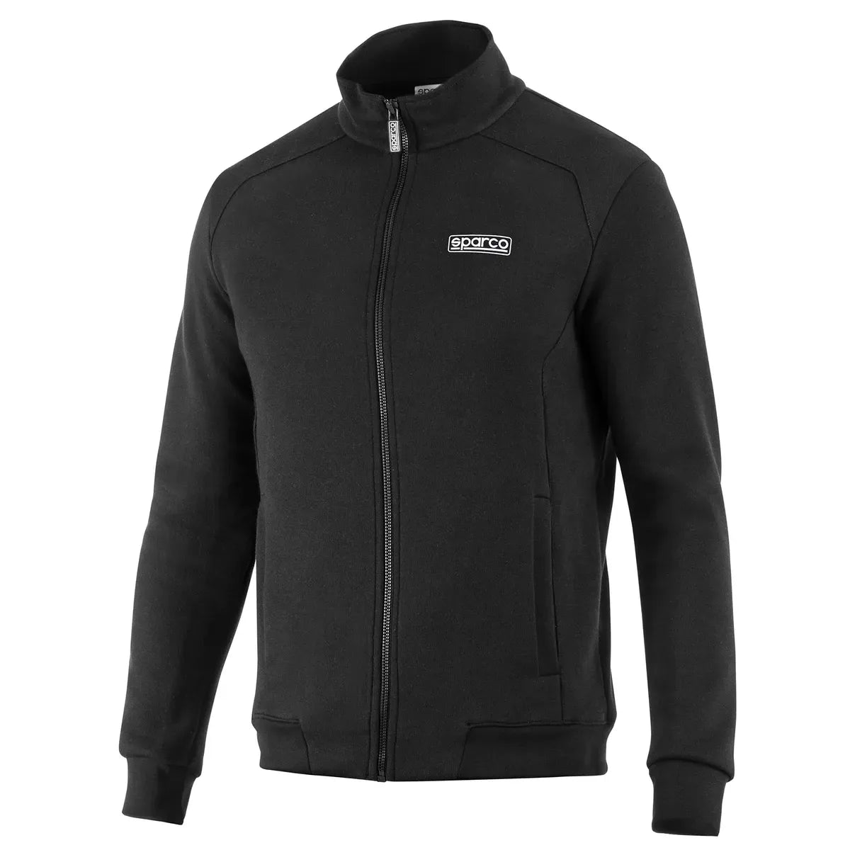 Felpa Sparco SL Full Zip Pro senza cappuccio in interlock di cotone Nero