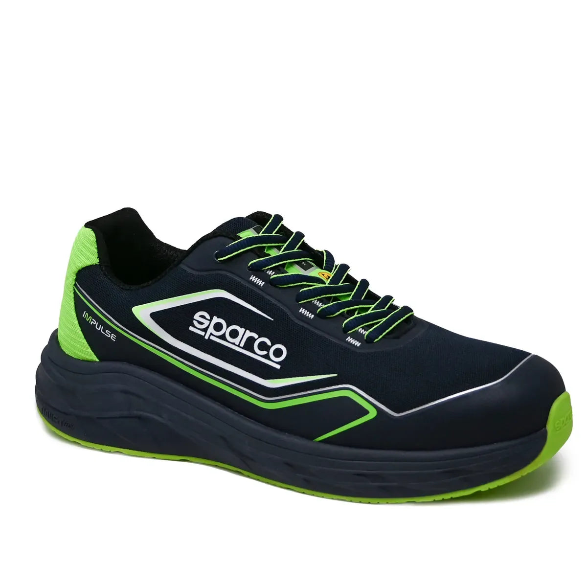 Scarpe antinfortunistiche basse Sparco Teamwork ESD S1PS SR FO HRO Blu Marine / Verde Fluo