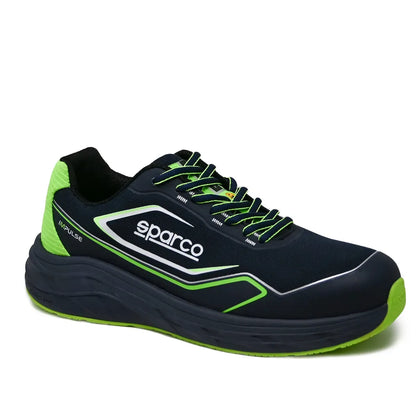 Scarpe antinfortunistiche basse Sparco Teamwork ESD S1PS SR FO HRO Blu Marine / Verde Fluo