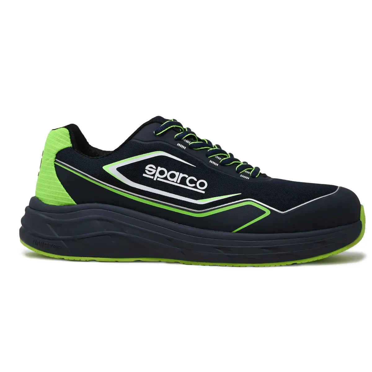 Scarpe antinfortunistiche basse Sparco Teamwork ESD S1PS SR FO HRO Blu Marine / Verde Fluo – vista 2