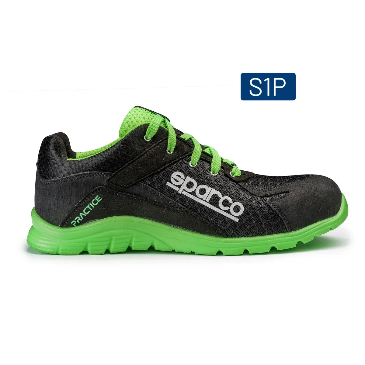 Scarpe antinfortunistiche basse Sparco Teamwork Practice ESD S1PL SR FO Nero / Verde Fluo