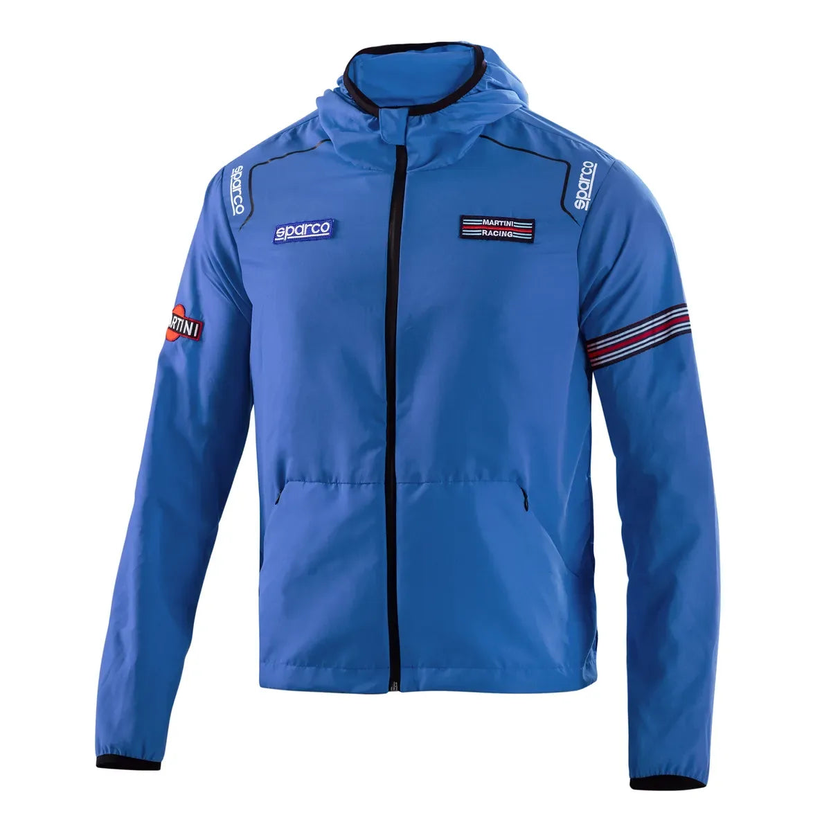 Giacca antivento Sparco Martini Racing Wind Stopper con cappuccio Azzurro