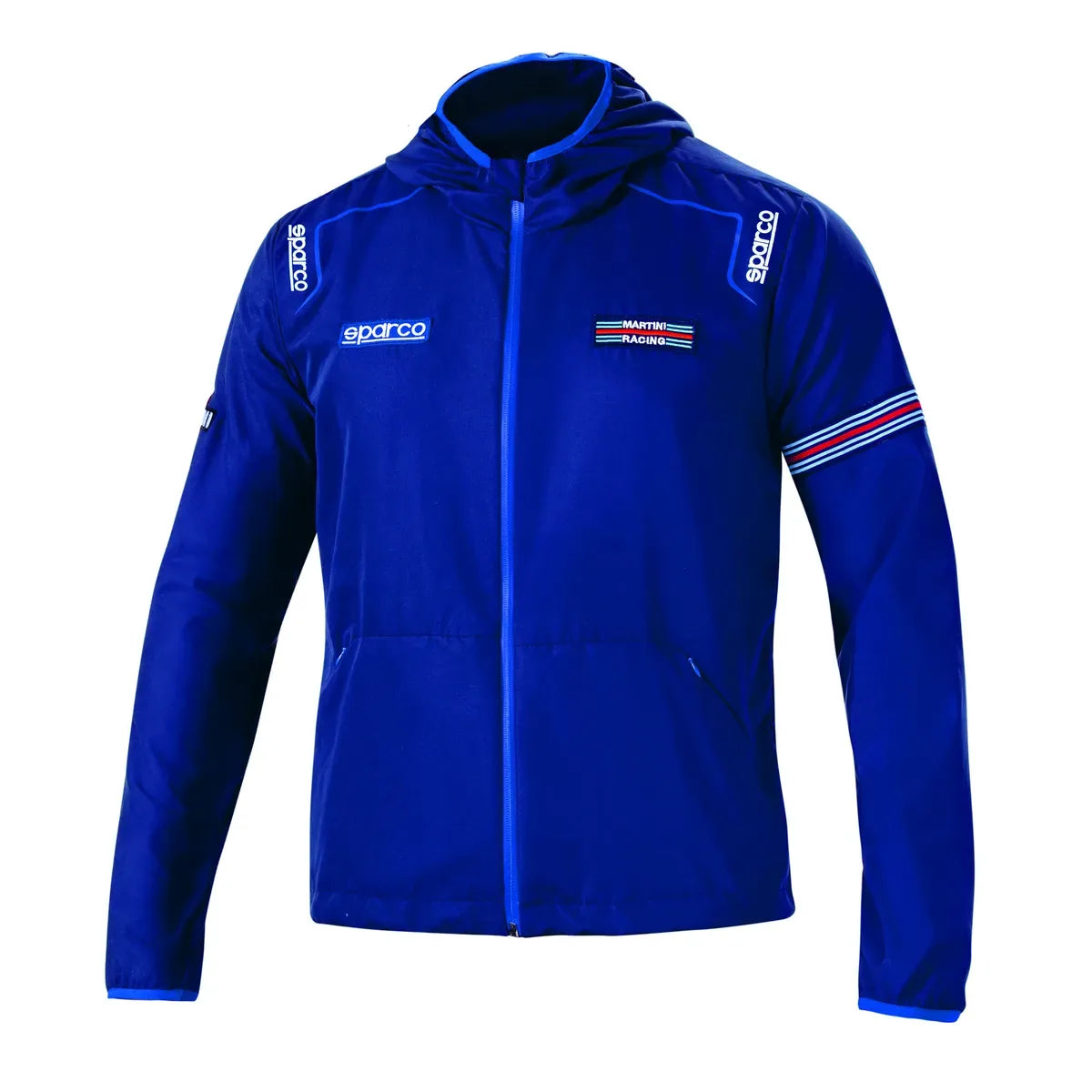 Giacca antivento Sparco Martini Racing Wind Stopper con cappuccio Blu Marine