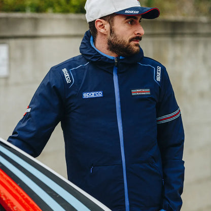 Giacca antivento Sparco Martini Racing Wind Stopper con cappuccio Blu Marine – vista 3