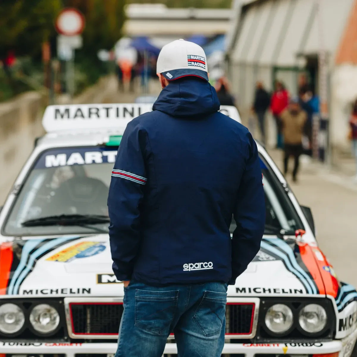 Giacca antivento Sparco Martini Racing Wind Stopper con cappuccio Blu Marine – vista 4