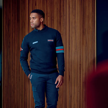 Maglione Sparco Martini Racing girocollo in lana merino e acrilico blu marine – vista 3