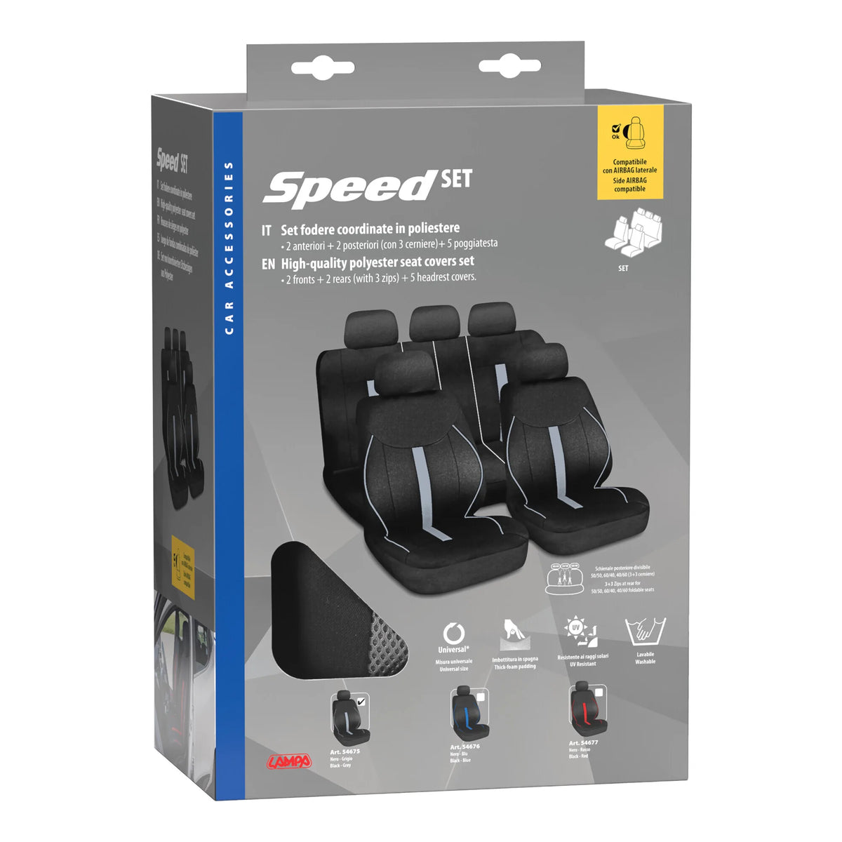 La confezione di Speed, set fodere coordinate - Nero/Rosso