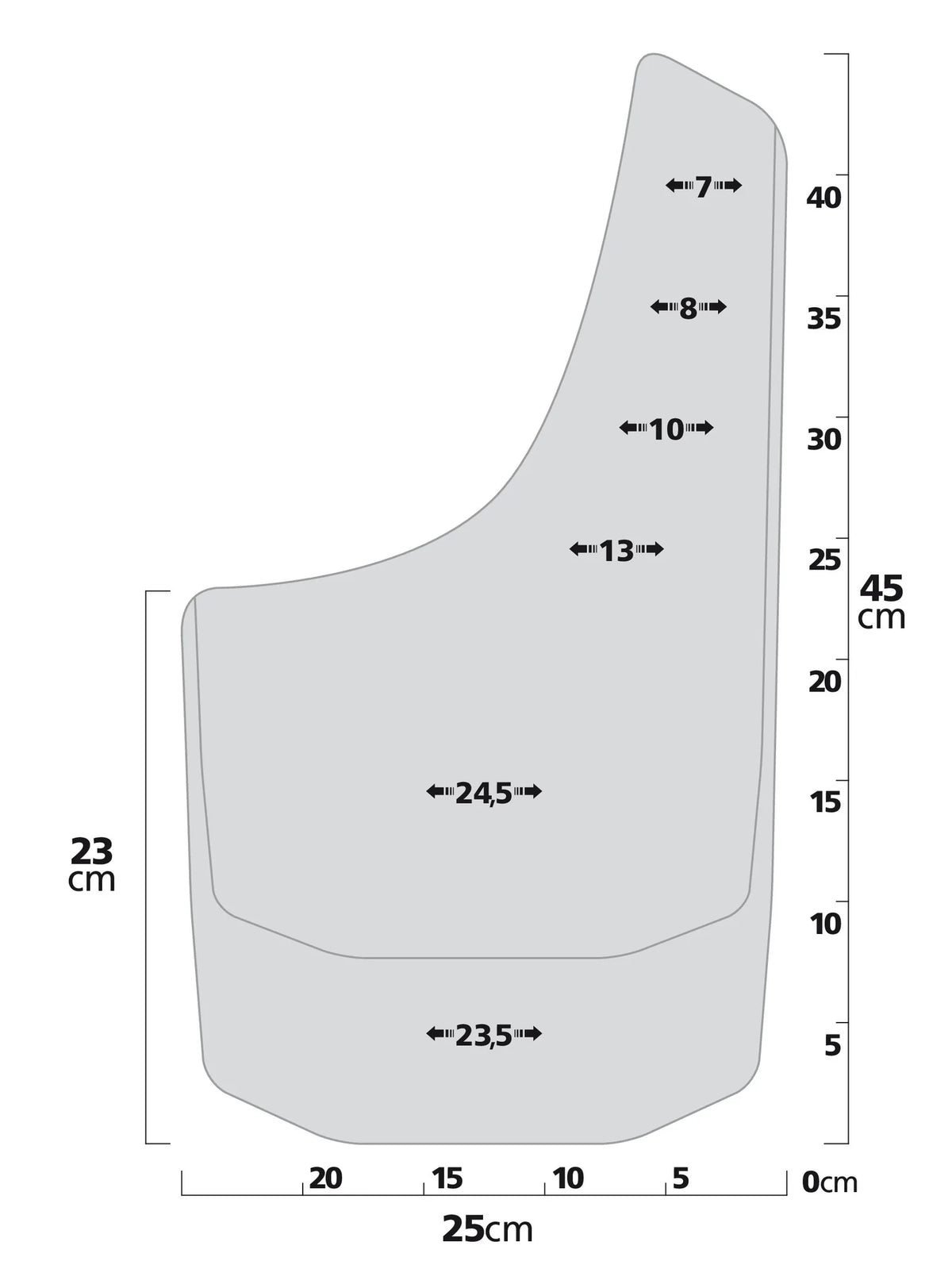 Disegno tecnico quotato di Splash-Guards Mud-Max, paraspruzzi per 4x4, furgoni, pick-up, con le misure