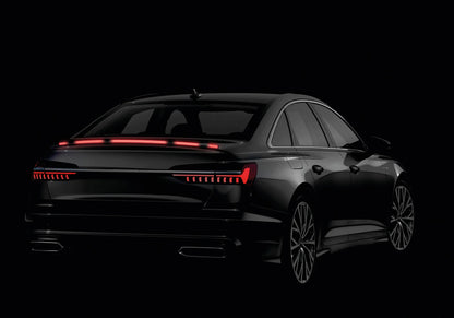 Spoiler carbon-look adesivo con integrata striscia luminosa montato sul veicolo, vista 3