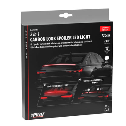 La confezione di Spoiler carbon-look adesivo con integrata striscia luminosa