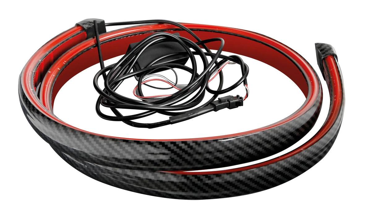Spoiler carbon-look adesivo con integrata striscia luminosa — uso posteriore, per montaggio su qualsiasi superficie liscia…