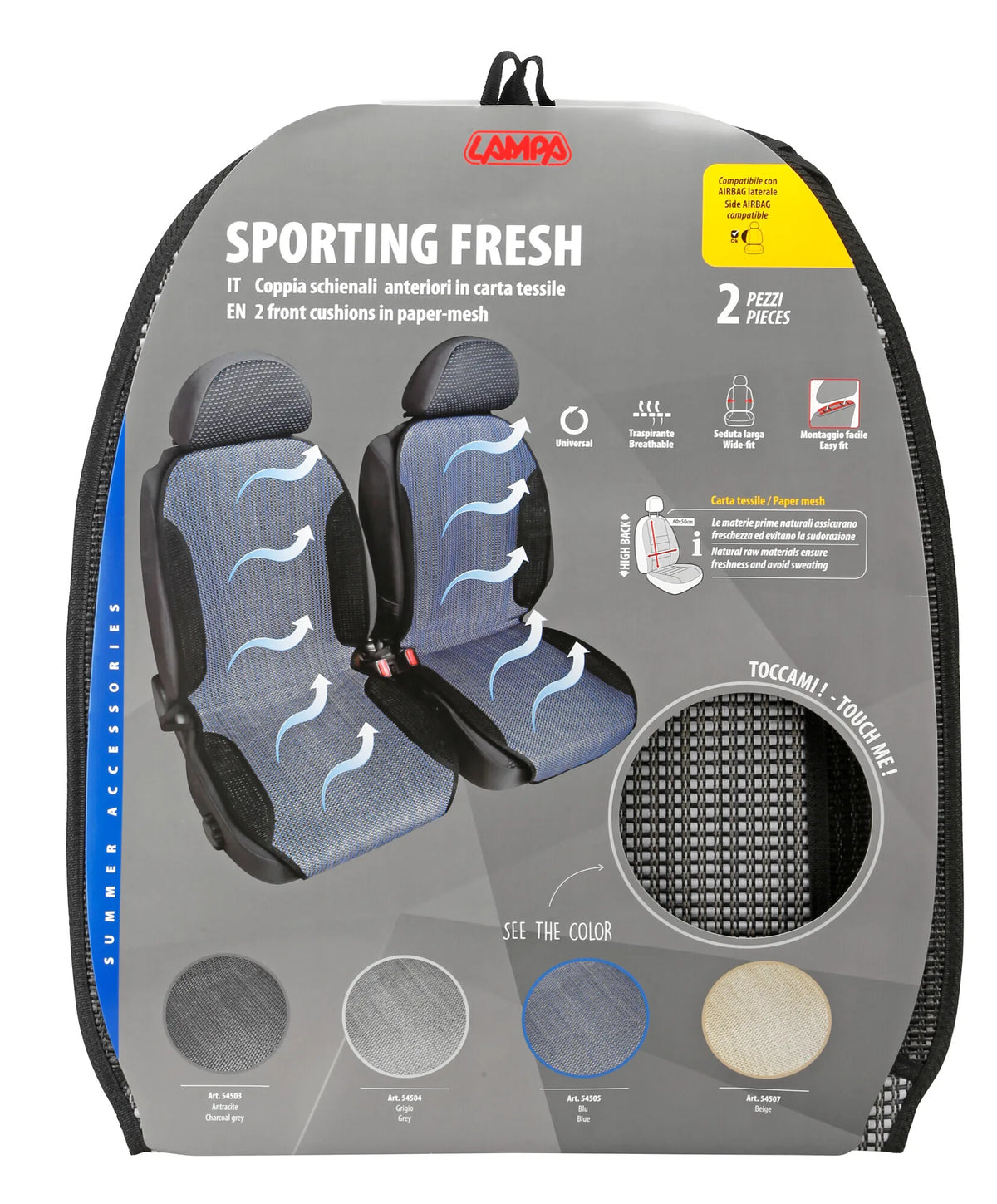 La confezione di Sporting Fresh, coppia schienali in fibra naturale