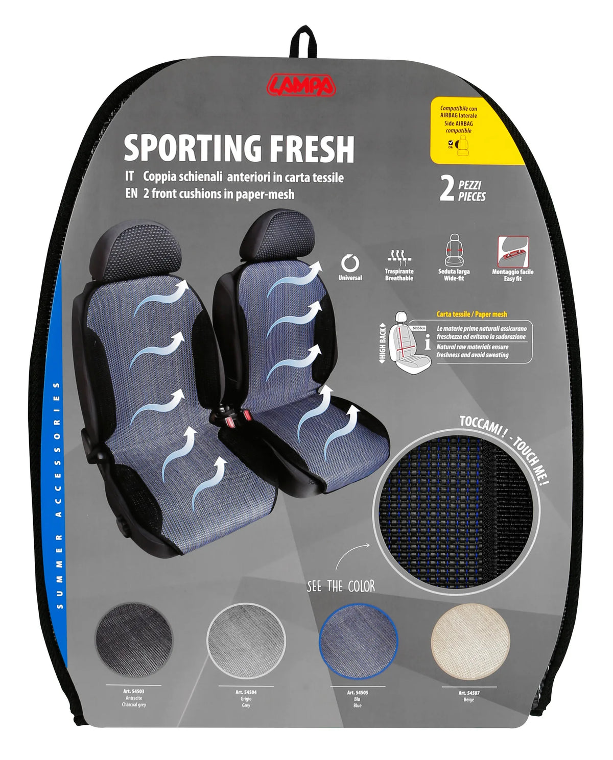 La confezione di Sporting Fresh, coppia schienali in fibra naturale
