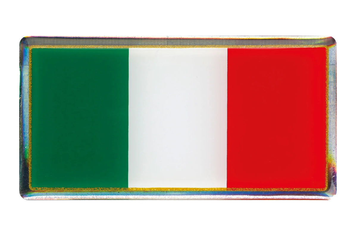 Sticky 3D - Tricolore Italia classico, 1 pz - 78x40 mm — soggetti autoadesivi trattati con resina trasparente a rilievo