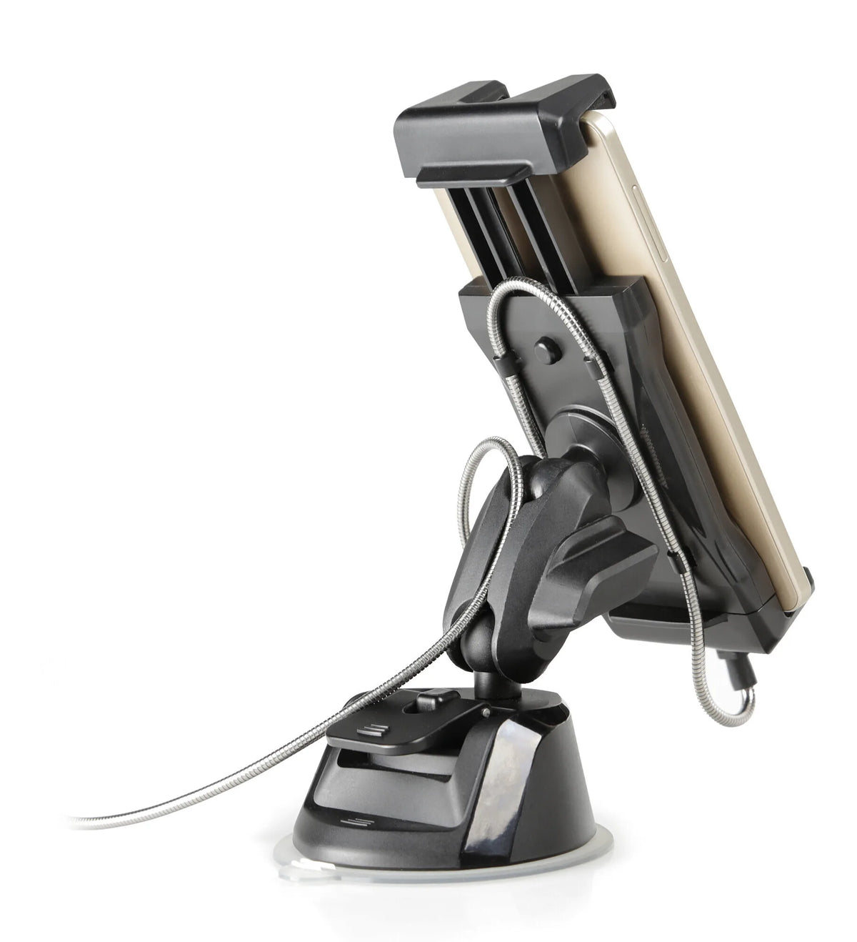 Super Grip, porta telefono e tablet con ventosa adesiva — non ostruisce la porta aux e ricarica