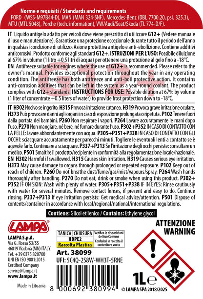 La confezione di Superior-Rosso G12+, liquido antigelo radiatore