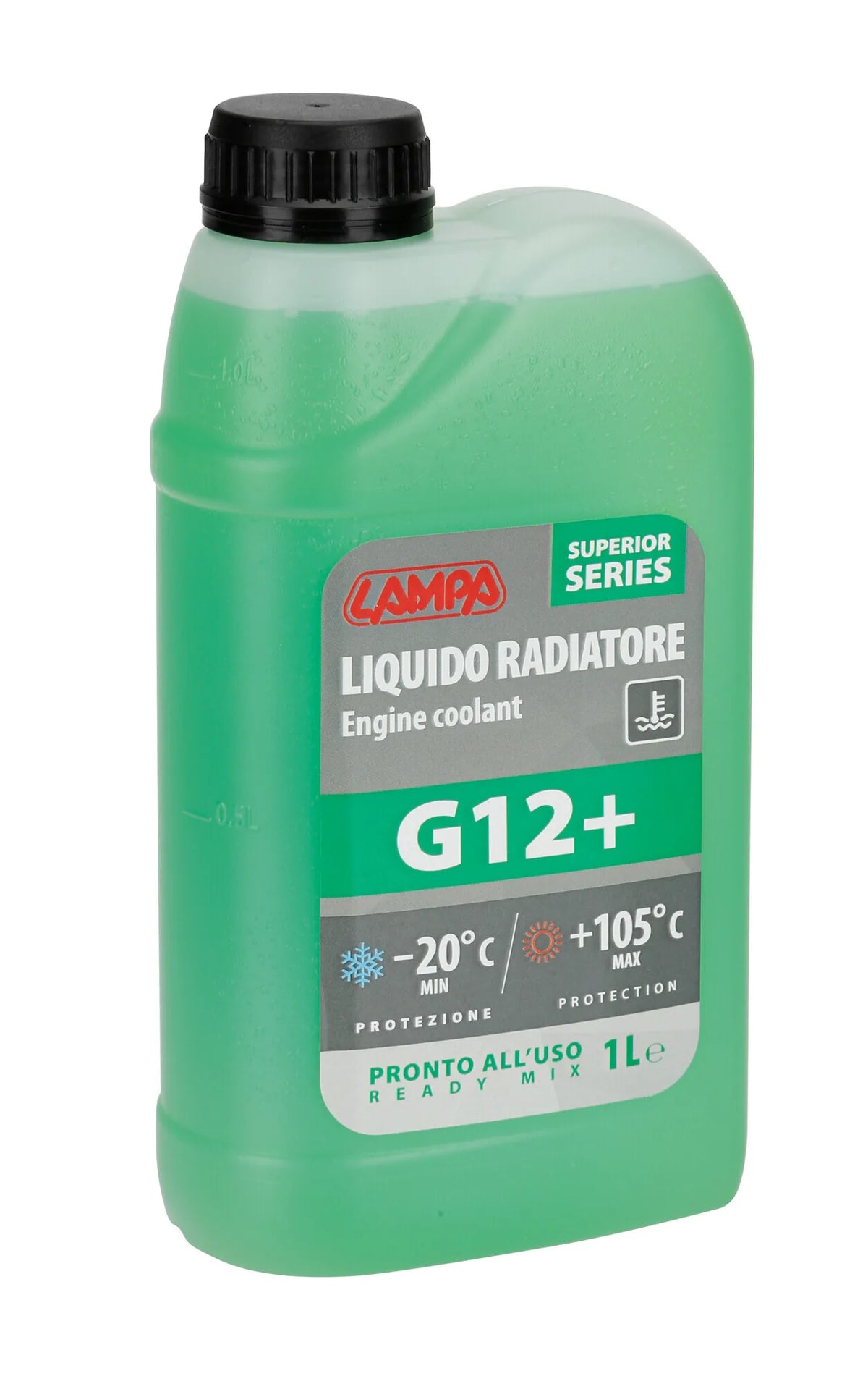 Superior-Verde G12+, liquido antigelo radiatore su fondo bianco