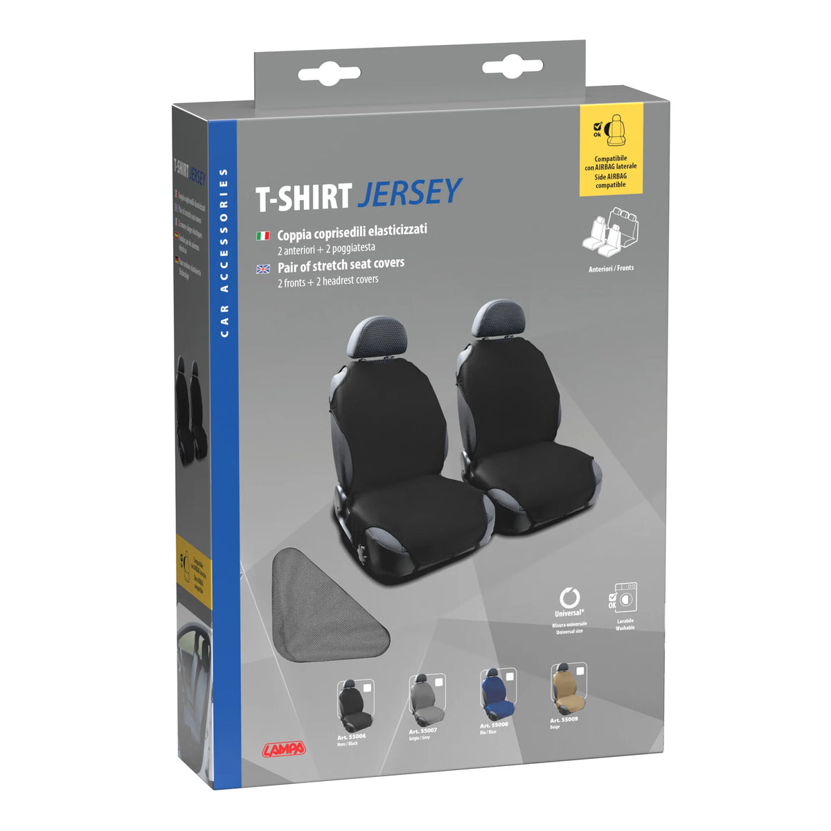 La confezione di T-Shirt, coppia coprisedili elasticizzati