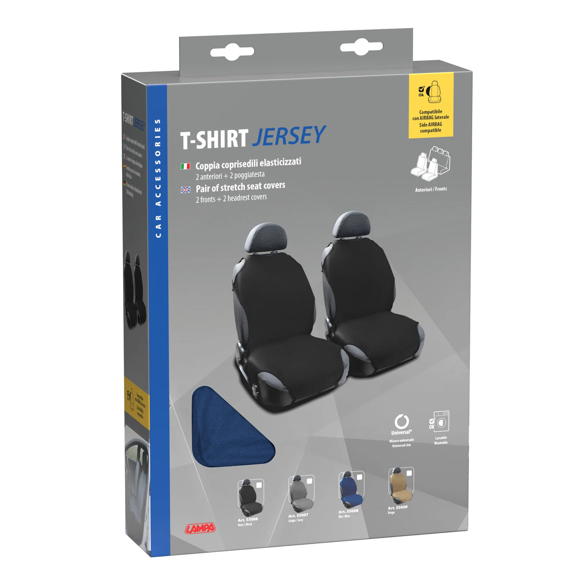 La confezione di T-Shirt, coppia coprisedili elasticizzati