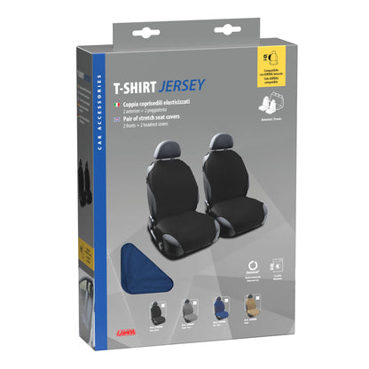 La confezione di T-Shirt, coppia coprisedili elasticizzati