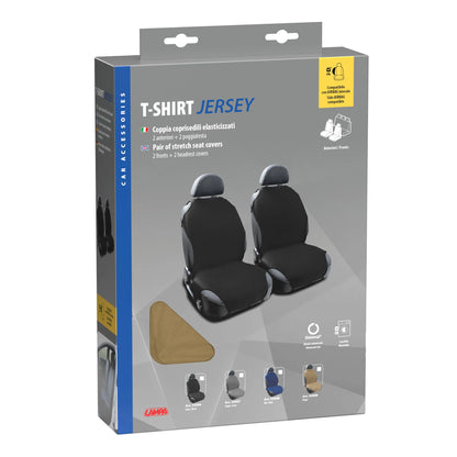 La confezione di T-Shirt, coppia coprisedili elasticizzati