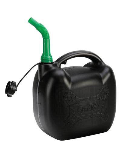 Tanica carburante completa di travasatore su fondo bianco, vista 4