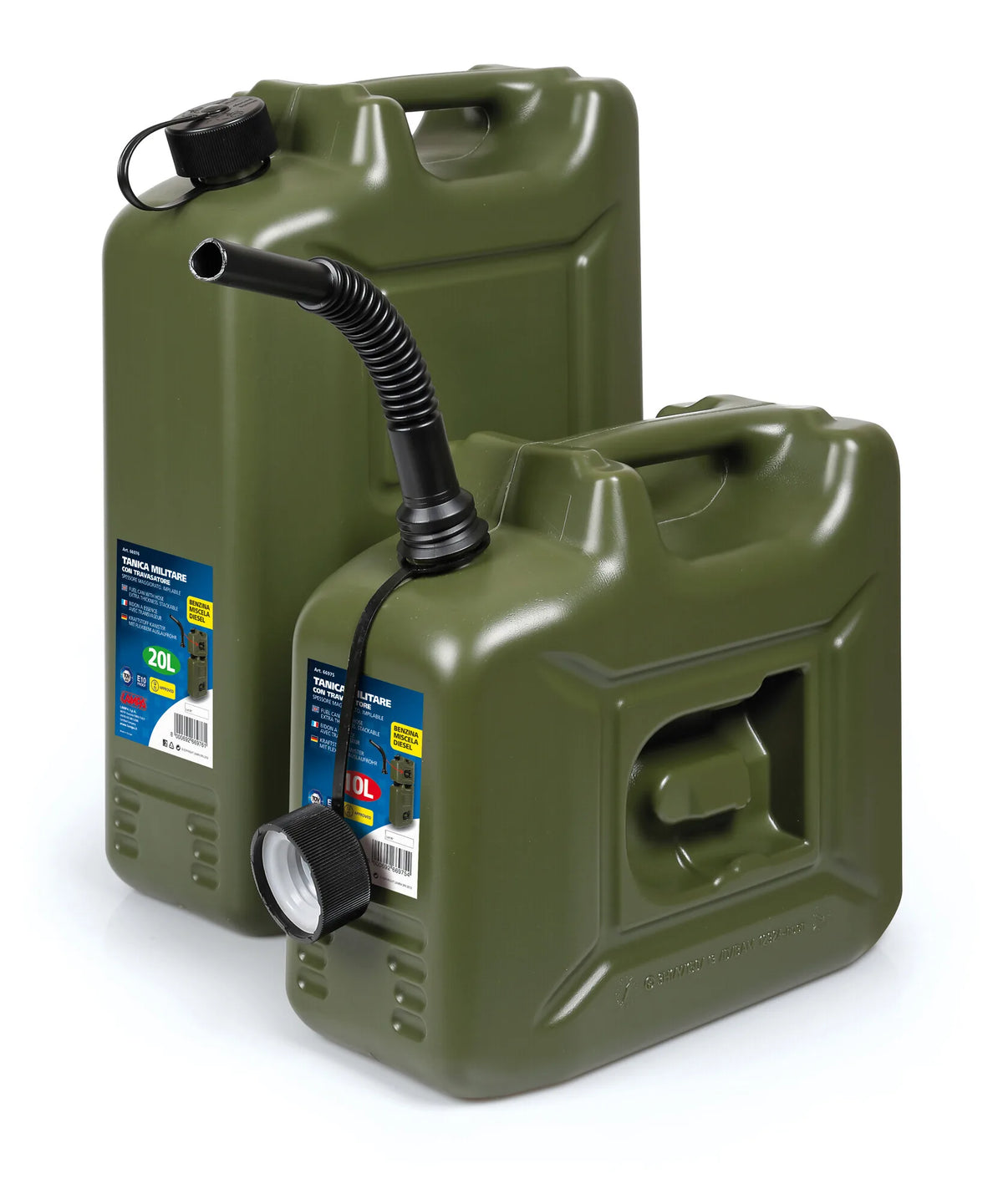 Tanica carburante in polietilene, modello militare montato sul veicolo, vista 2