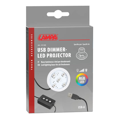 La confezione di Trucky Led, base luminosa a led, USB - 7 colori con dimmer