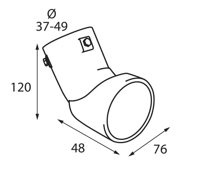 Disegno tecnico quotato di TS-60, terminale di scarico, con le misure