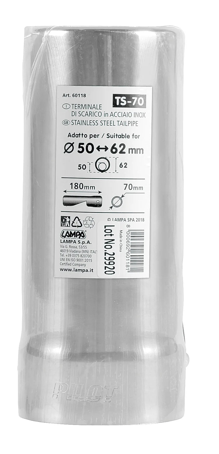 La confezione di TS-70, terminale di scarico