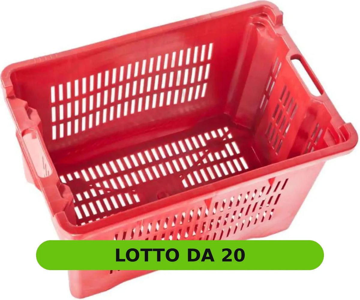 Cassetta in PVC impilabile, tutta forata, 40 litri (pacco da 20 pezzi) - lotto da 20 [pack:20#01]
