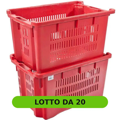 Cassetta in PVC impilabile, tutta forata, 40 litri (pacco da 20 pezzi) - lotto da 20 [pack:20#02]