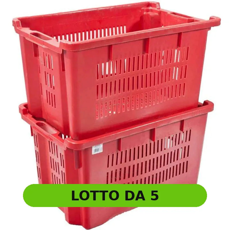 Cassetta in PVC impilabile 40 Lt, tutta forata, sovrapponibile al modello tradizionale (confezione da 5 pezzi) - lotto da 5 [pack:5#01]
