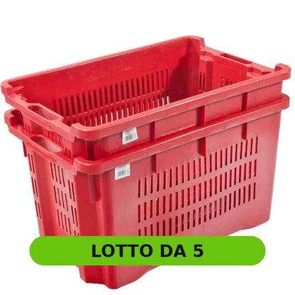 Cassetta in PVC impilabile 40 Lt, tutta forata, sovrapponibile al modello tradizionale (confezione da 5 pezzi) - lotto da 5 [pack:5#04]