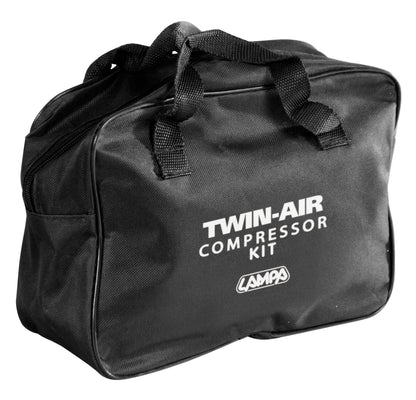 Twin-Air Kit, compressore bicilindrico, 12V — con interruttore, collegamento tramite spinotto per presa accendisigari