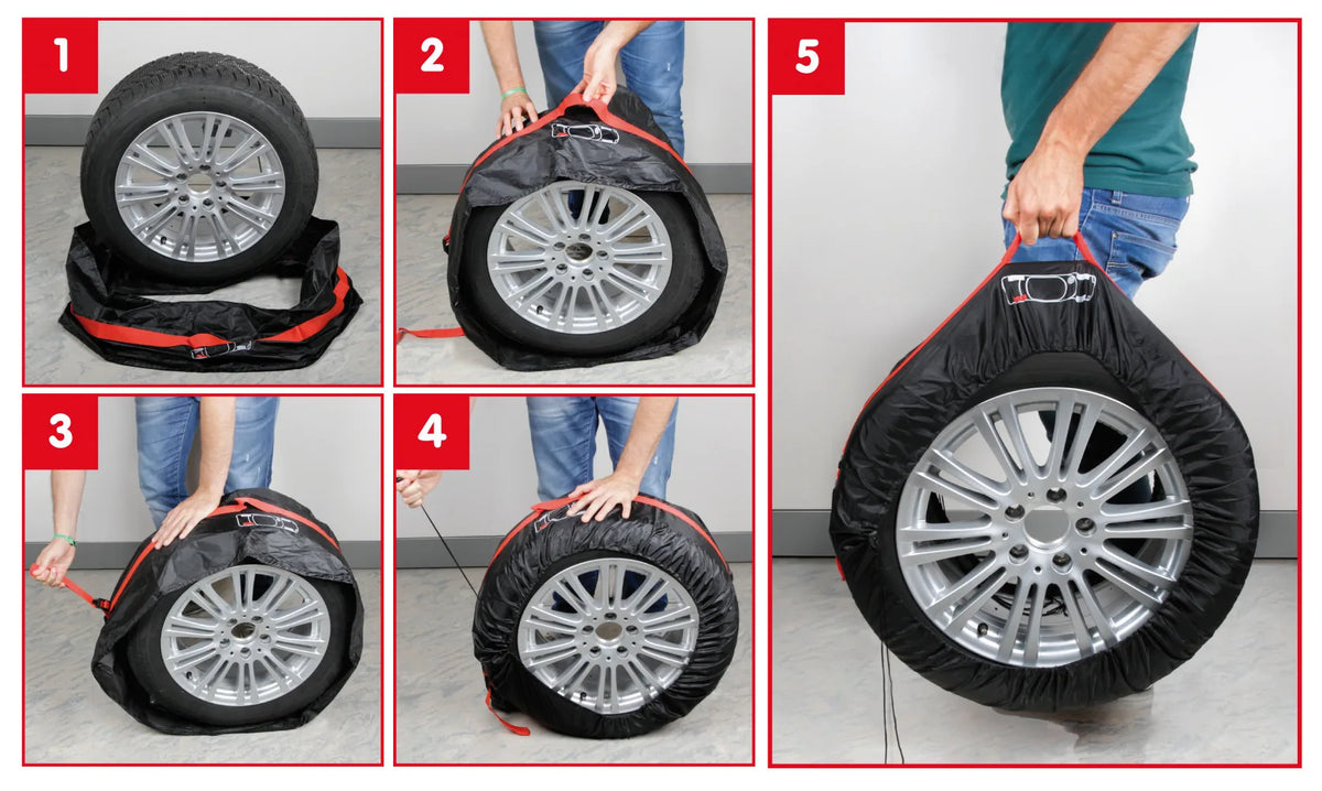 Tyre Wrap Basic - Set 4 copriruota - L - 13"-19" montato sul veicolo, vista 4