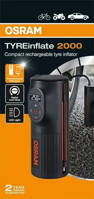 La confezione di TYREinflate 2000, compressore digitale ricaricabile per
