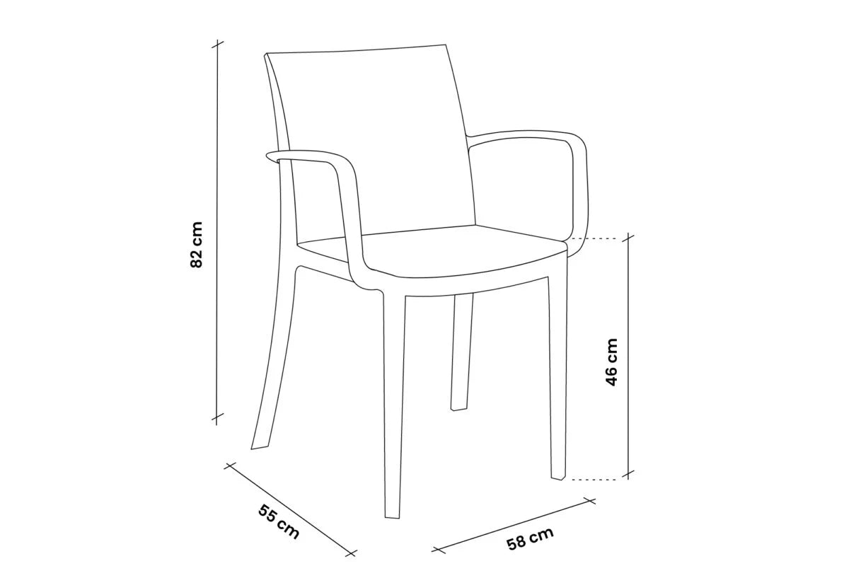 Sedia Impilabile VICTORIA con Braccioli - Polipropilene, Finitura Matt - Uso Interno/Esterno - cm 58x55x82h
