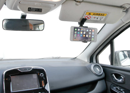Visor Snap, porta telefono per visiera parasole montato sul veicolo