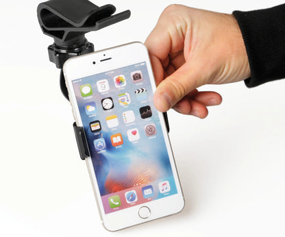 Visor Snap, porta telefono per visiera parasole montato sul veicolo