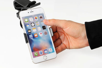 Visor Snap, porta telefono per visiera parasole montato sul veicolo
